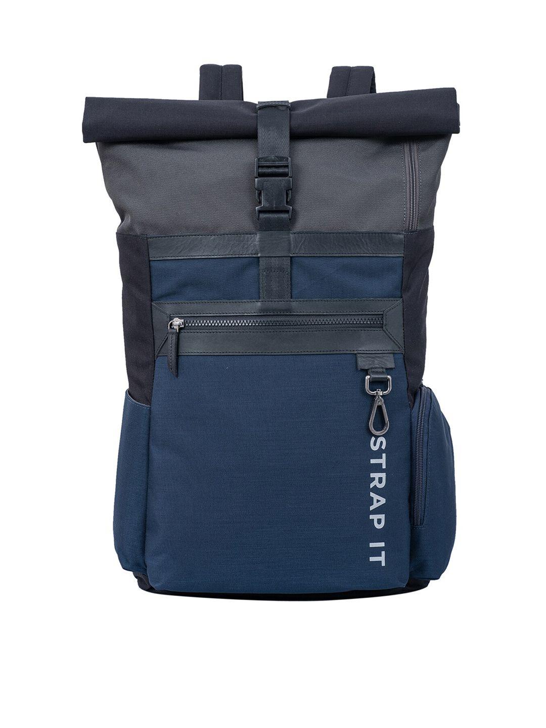 strap it unisex blue & grey backpack with shoe pocket