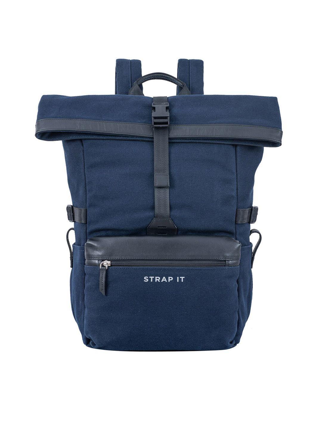 strap it unisex blue durabase backpack with shoe pocket