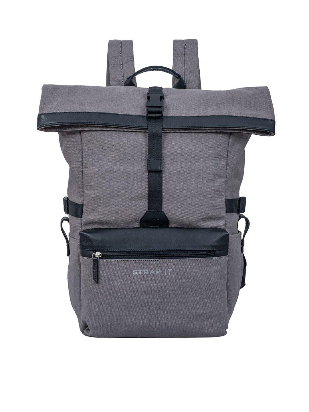 strap it unisex grey contrast detail durabase 15 inch laptop backpack