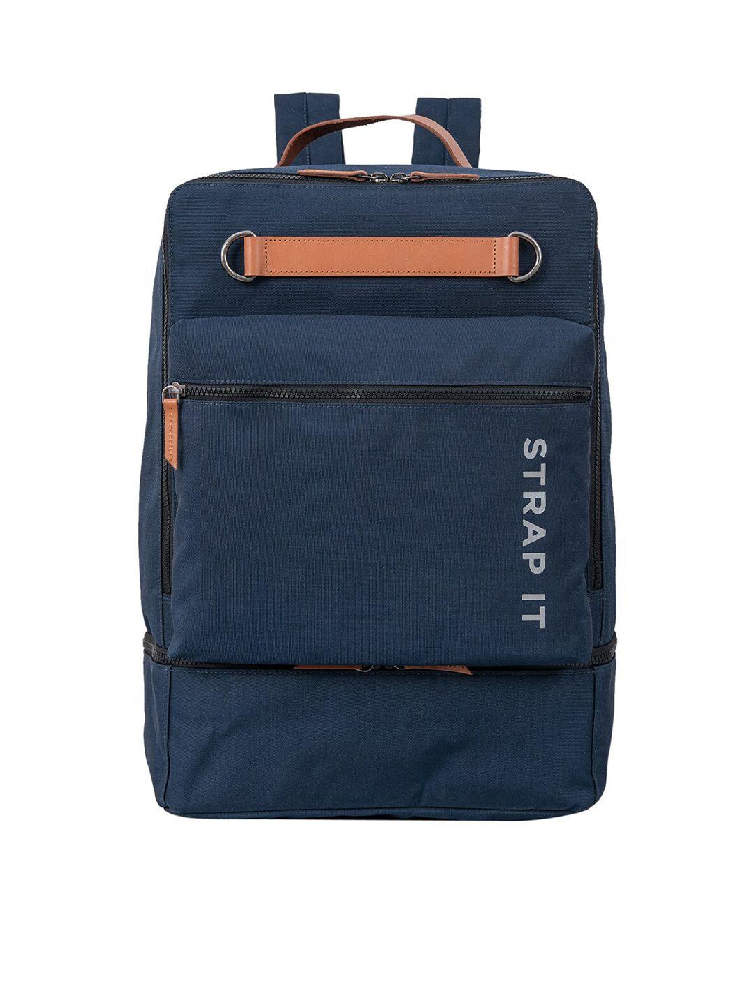 strap it unisex navy blue contrast detail 15 inch laptop backpack
