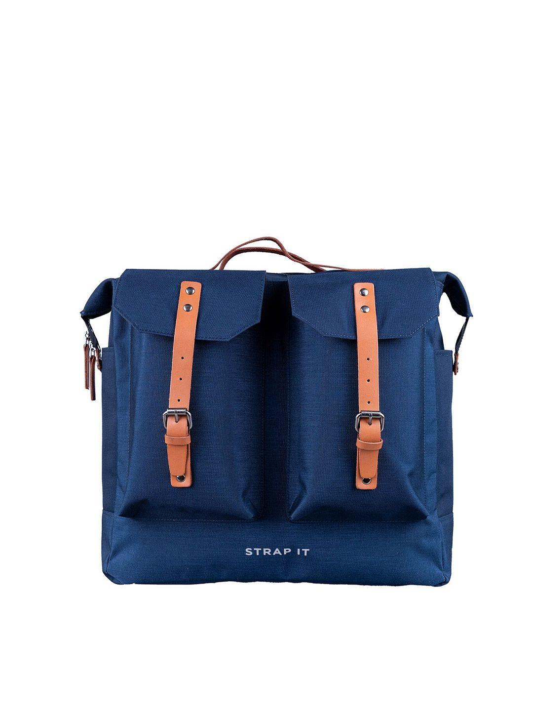 strap it unisex navy blue travel laptop backpack