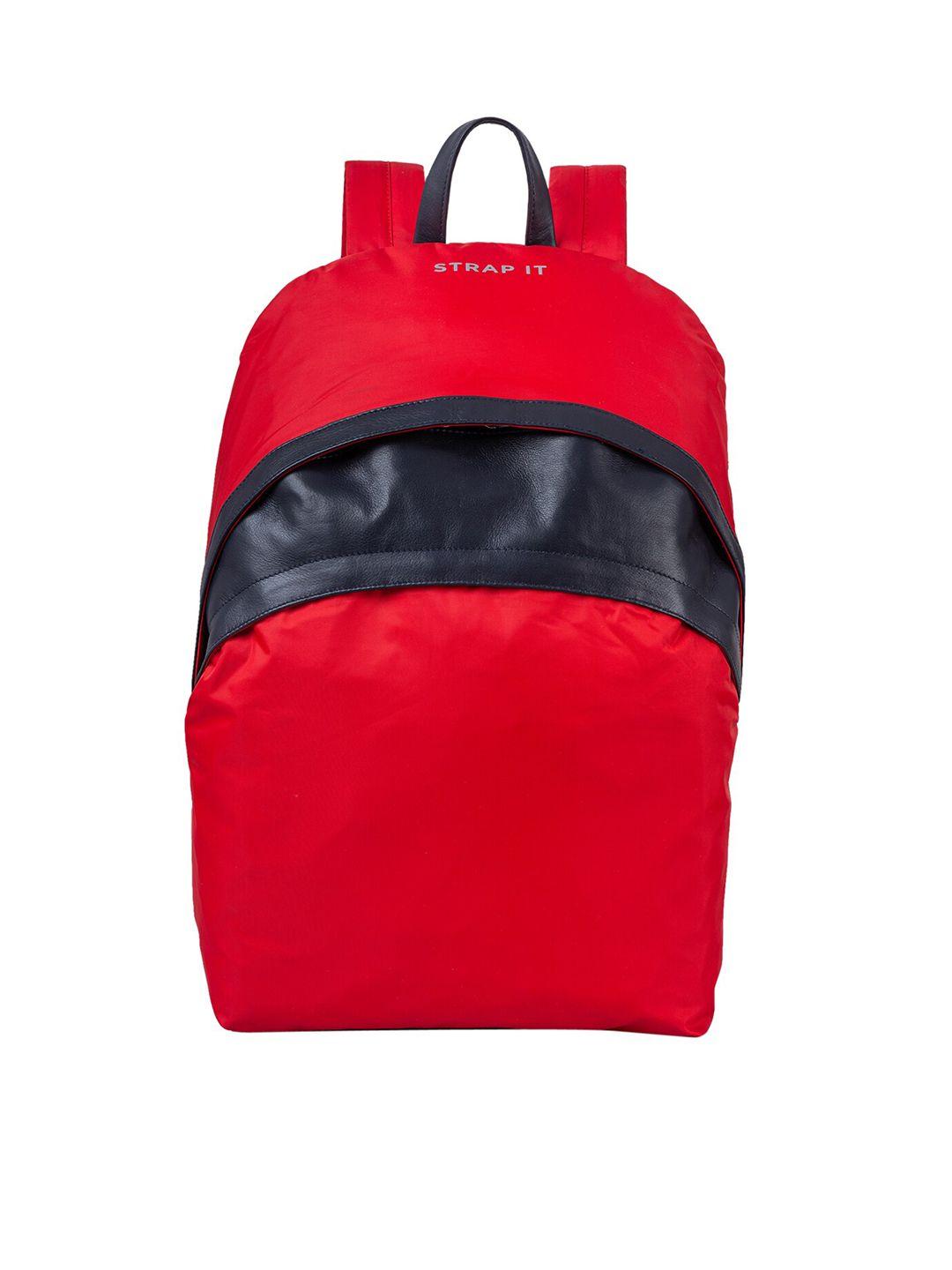 strap it unisex red water resistant 15 inch laptop backpack