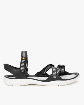 strappy flat sandals with velcro fastening