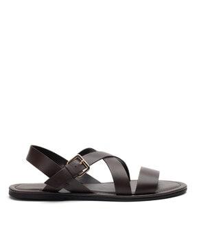 strappy leather flat sandals