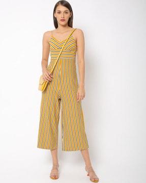 strappy striped jumpsuit