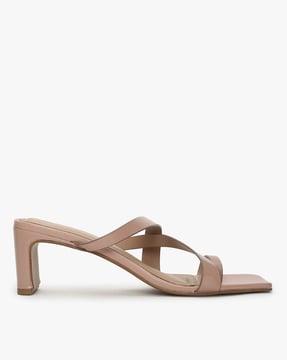 strappy toe-ring chunky heeled sandals