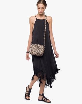 strappy a-line dress with fringes