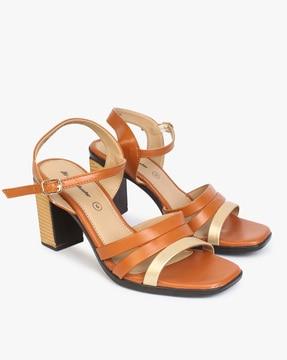 strappy block heels with buckle fastening
