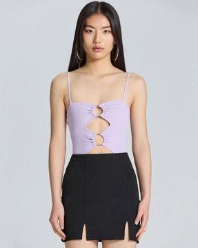 strappy bodysuit with metal accent