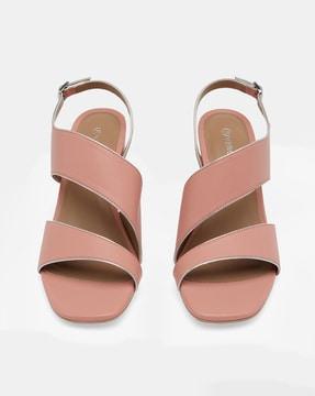 strappy chunky heeled sandals with buckle fastening