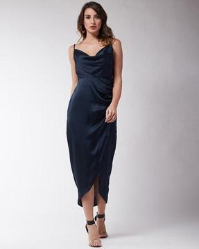 strappy cowl-neck sheath dress