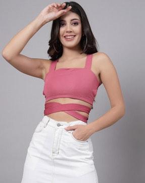 strappy crop top with tie-up