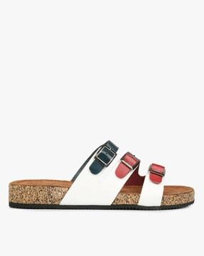 strappy flat sandals with buckle