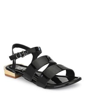 strappy flat sandals with loopback closure