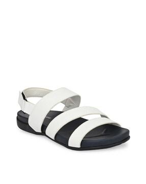 strappy flat sandals with velcro fastening   