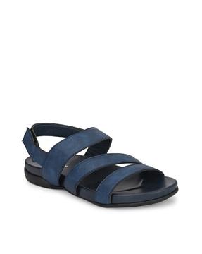 strappy flat sandals with velcro fastening  