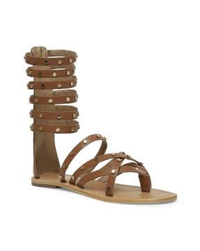 strappy gladiators with back-zip closure & rivets