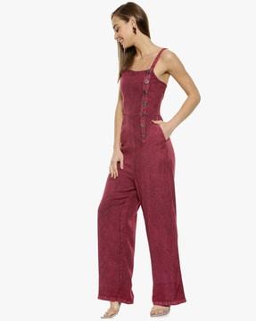 strappy jumpsuit with button fastening
