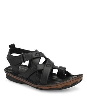 strappy leather sandals with velcro closure