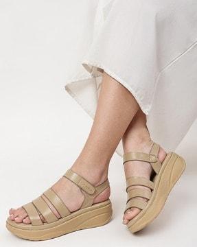 strappy platform sandals with velcro closure