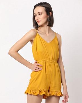 strappy ruffled playsuit