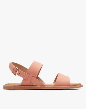 strappy sandals with buckle closure