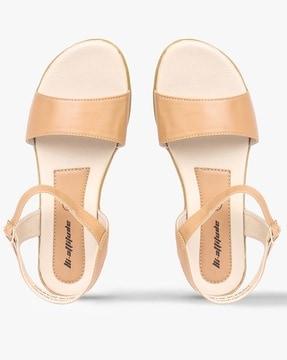 strappy sandals with buckle closure
