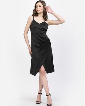 strappy shift dress with high-low hem