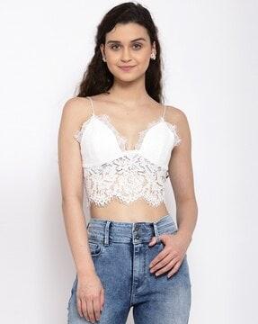 strappy sleeves lace top