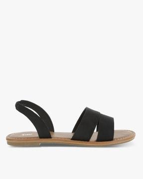 strappy sling-back flat sandals