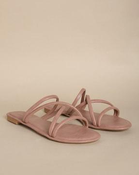 strappy slip-on flat sandals