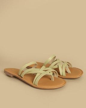 strappy slip-on flat sandals