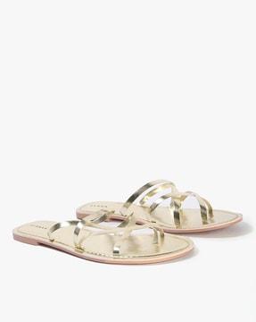 strappy slip-on flat sandals