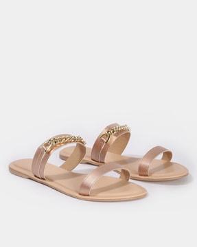 strappy slip-on flat sandals