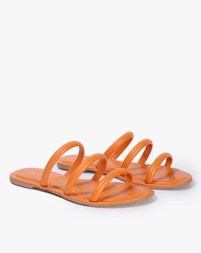 strappy slip-on flat sandals