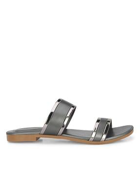 strappy slip-on flat sandals