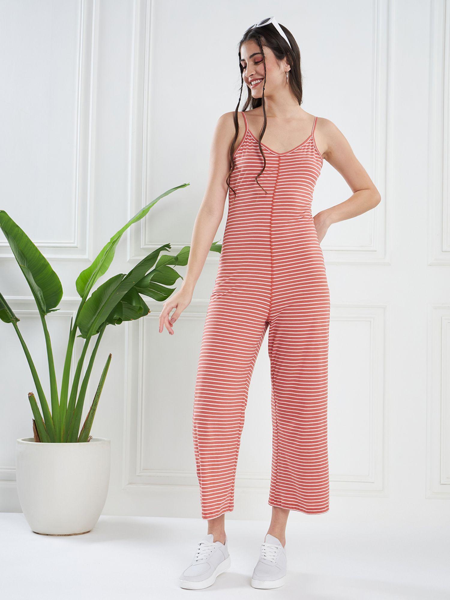 strappy stripes jumpsuit