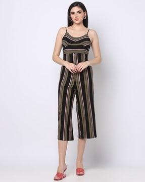 strappy stripped jumpsuit