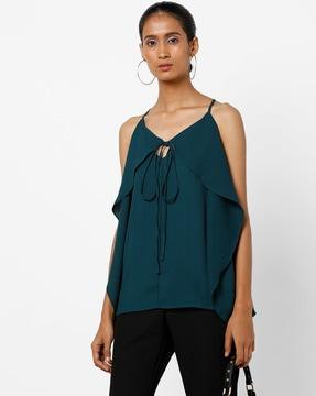 strappy top with ruffled overlay