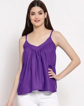 strappy v-neck pleated top