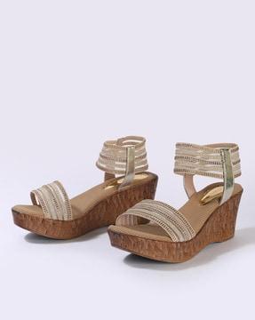 strappy wedged-heel sandals