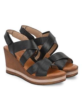 strappy wedges with velcro fastening