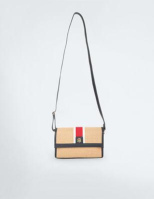 straw flap sling bag