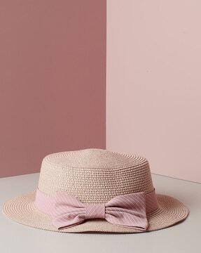 straw hat with bow detail