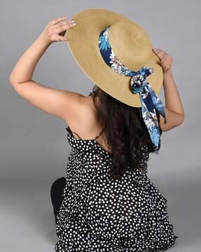 straw sun hat with scarf