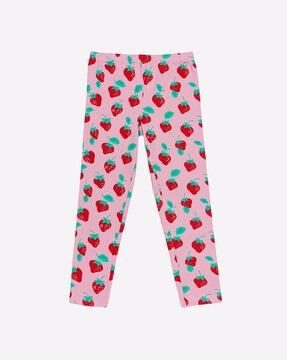 strawberry print leggings with elasticated waistband