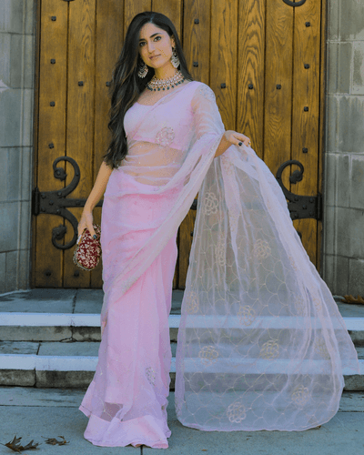 strawberry punch pure chiffon saree