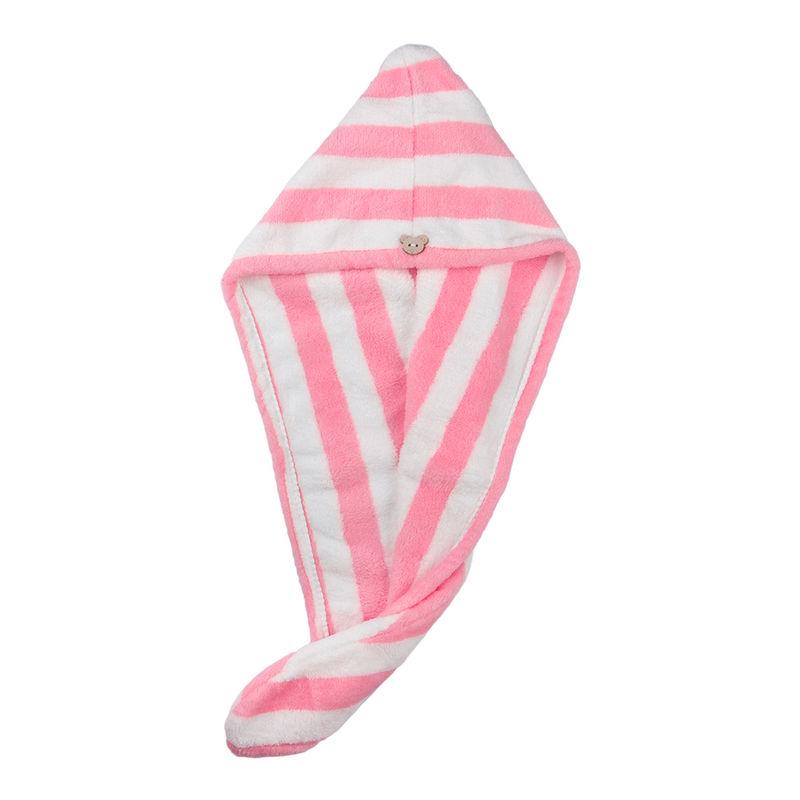 streak street microfiber hair wrap towel- slush pink stripes