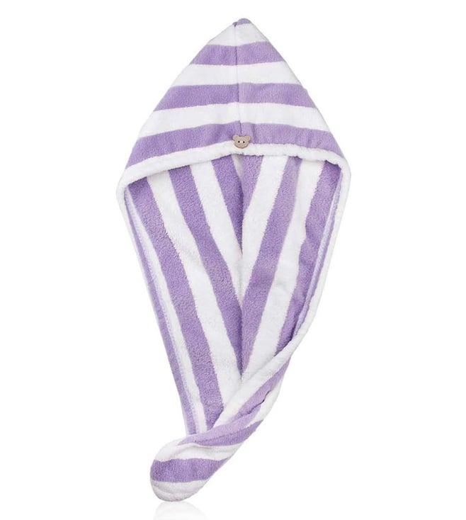 streak street microfiber hair wrap towel lavender stripes