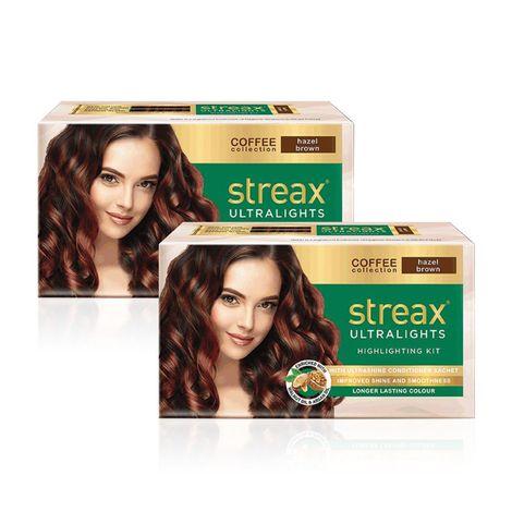 streax coffee collection ultralights highlighting kit - hazel brown pack of 2